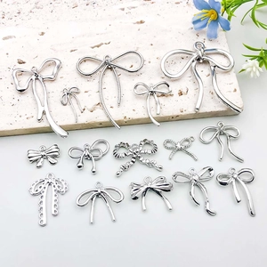 Zinc Alloy Silver Plated Bowknot Pendants Ribbon Knot Charms For DIY Necklace Bracelet Earring Jewelry Making Accessories