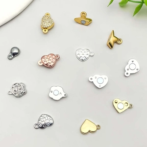 Assorted magnetic jewelry clasps in heart and floral shapes with rhinestone accents