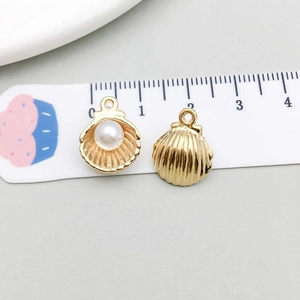 Détails de pendentifs coquillage dorés de 1,5 cm avec perles pour bijoux DIY