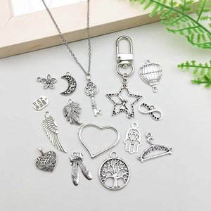 S925 antique silver alloy pendant set with hot air balloons, hearts and DIY charms
