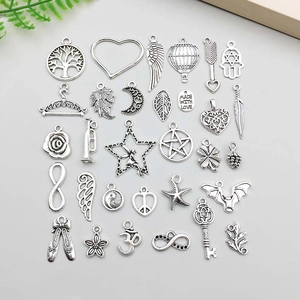 Antique Silver Zinc Alloy Charms For Jewelry Making DIY Pendants Multiple Styles Heart Wing Star Tree Of Life Bracelet Necklace