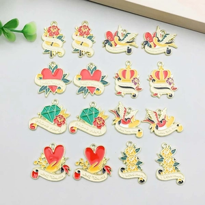 Mother's Day Zinc Alloy Enamel Charms For DIY Jewelry Making Best Mama Heart Rose Crown Bird Pendants For Necklace Accessory