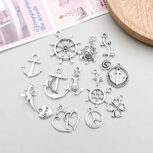 Lot de breloques en alliage argent antique avec ancre et sirène pour création de bijoux DIY