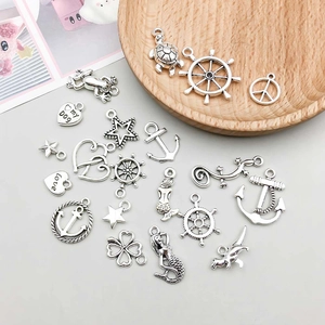 Détails de pendentifs mixtes en alliage argenté antique, motifs nautiques et animaux pour DIY