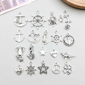 Breloques en Alliage de Zinc Argent Antique Nautique Sirène Ancre Tortue pour Fabrication de Bijoux Bracelet Collier DIY