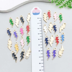 Colorful lightning bolt alloy charms for DIY jewelry making with ruler scale