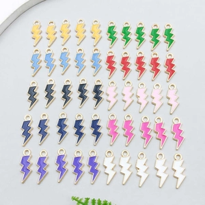 DIY Colorful Enamel Zinc Alloy Lightning Bolt Pendant Charm For Necklace Bracelet Jewelry Making Supplies Lightning Bolt Accessories