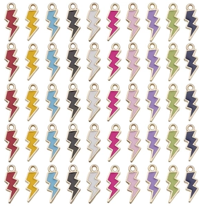 50 pieces of colorful lightning bolt enamel charms for DIY jewelry making and crafts