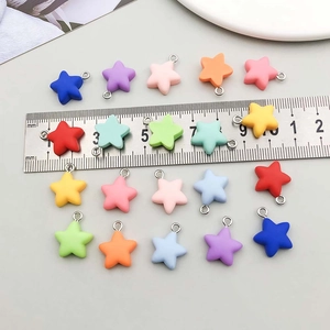 Colorful 11mm matte resin star pendants with metal loops for DIY jewelry making