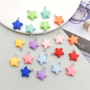 Colorful matte resin star pendants for DIY jewelry making with silver rings