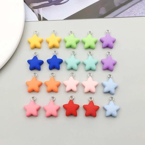 Frosted Resin Star Pendants Colorful Star Shape Charms With Zinc Alloy Ring For DIY Necklace Bracelet Jewelry Making Accessories