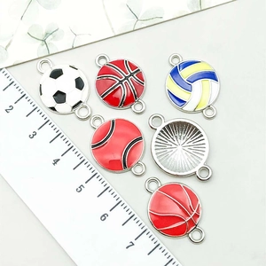 Colorful sports ball alloy pendants for DIY jewelry making featuring soccer and baseball