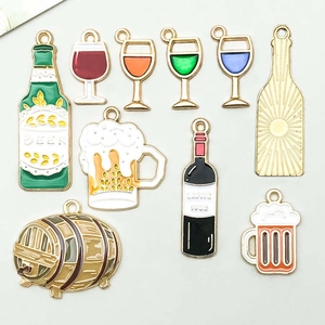 Pendentifs Breloques en Alliage d'Émail Bouteille de Vin Bière pour Fabrication de Bijoux DIY Bracelet Collier
