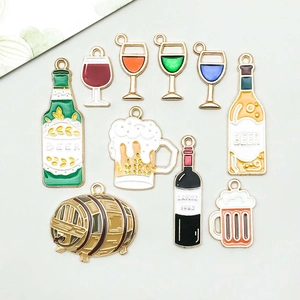 Ensemble de breloques émaillées bouteilles de bière et vin pour bijoux DIY et artisanat
