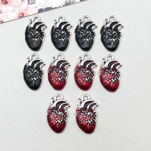 Pendentif Cœur Anatomique en Alliage de Zinc Huile de Goutte d'Émail Gothique Punk Charme pour Accessoires de Bijoux Collier Bracelet DIY