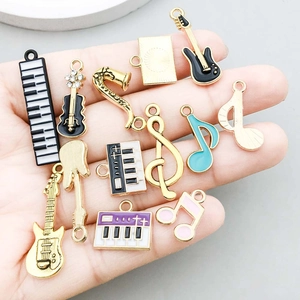 Pendentifs instruments de musique en émail coloré pour la création de bijoux DIY