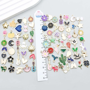 Assorted colorful enamel alloy charms for DIY jewelry making with star and moon designs