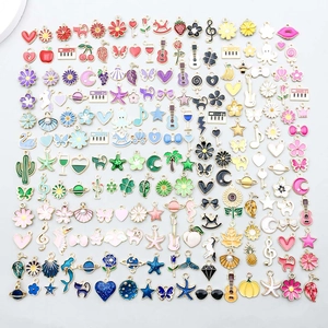 Mixed Enamel Alloy Charms For DIY Jewelry Making Star Moon Animal Floral Pendants For Bracelet Necklace Craft Accessories