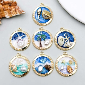 Lot de breloques océan en émail avec étoile de mer et perles pour création de bijoux