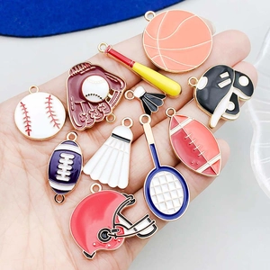 Mixed sports ball charms including basketball, football, and baseball for DIY jewelry making
