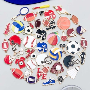 Assorted sports enamel alloy charms including soccer basketball and baseball for DIY jewelry