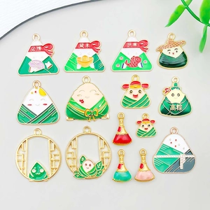 Drakenbootfestival Zongzi Hangers Groen Emaille Zinklegering Cartoon Rijstknoedel Charms Voor DIY Ketting Armband Sieraden Maken Cadeau