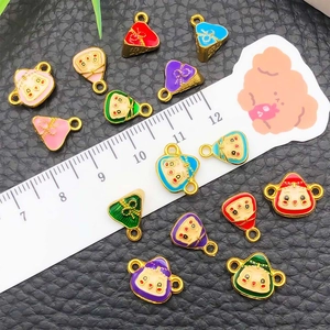 Bunte Zongzi und Cartoon-Emaille-Anhänger aus Legierung für DIY-Schmuck und Schlüsselanhänger