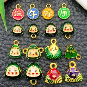 Zinklegering Zongzi Hangers Drakenbootfestival Thema Emaille Charms Voor DIY Ketting Armband Sieraden Maken Accessoires