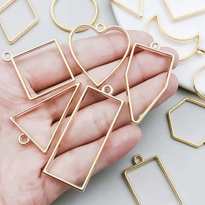 KC gold alloy geometric frames for DIY jewelry making including heart and moon shapes