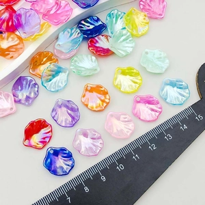 Colorful iridescent shell acrylic charms for DIY jewelry making with pre-drilled holes