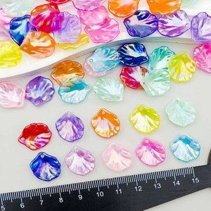 Colorful iridescent acrylic leaf charms for DIY handmade bracelets and necklaces