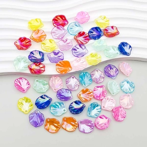 Colorful iridescent acrylic shell leaf charms for DIY necklaces and handmade jewelry