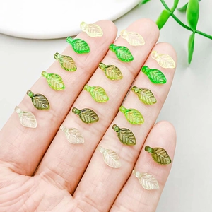 Translucent leaf-shaped acrylic pendants with vein texture for DIY jewelry making