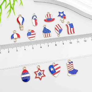 Enamel USA flag pendants in patriotic red white blue colors for DIY jewelry crafts