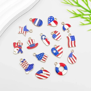 15pcs American flag theme enamel alloy charms set for DIY jewelry making with USA patterns
