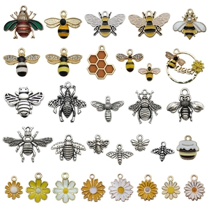28-teiliges Set Emaille Bienen- und Gänseblümchen-Anhänger für DIY Schmuck