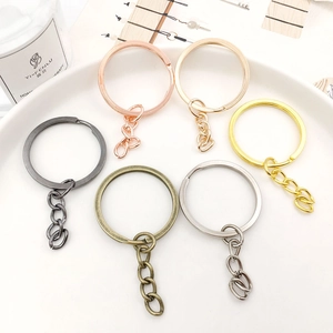 DIY Keychain Findings Metal Iron Split Ring With Chain Lobster Clasp For Jewelry Making Craft Electroplated Round Heart Key Rings