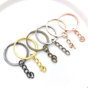 DIY metal keychain rings with chains in five metallic finishes including gold and silver