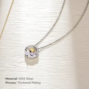 Collar galaxia de plata S925 con colgante de estrella y circonita transparente
