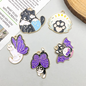 Colgantes de esmalte de gato y murciélago para hacer joyas DIY y manualidades