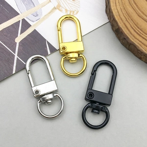 Polished metal swivel lobster claw clasps in gold silver and black for DIY keychain crafts