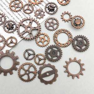 Steampunk style vintage bronze metal gear charms assortment for DIY jewelry making