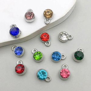 Set of colorful crystal star stone charms in white gold alloy for DIY jewelry
