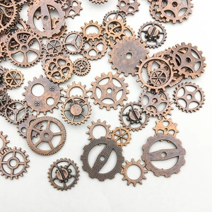 Antique bronze steampunk gear charms in various sizes for DIY jewelry making