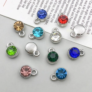 Set of colorful crystal star charms in silver alloy settings for DIY jewelry making