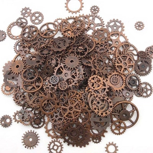 Assorted vintage bronze steampunk gears in various sizes for DIY jewelry crafts