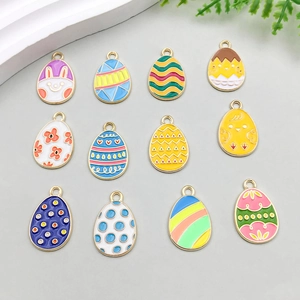 Cartoon Easter Egg Enamel Zinc Alloy Pendants Chick Bunny Floral Charms For DIY Necklace Bracelet Jewelry Making Accessories