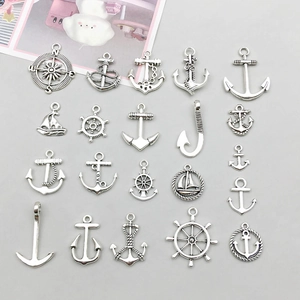 Antique Silver Zinc Alloy Nautical Nautical Pendants Sailboat Anchor Rudder Compass Charms For DIY Jewelry Making Accessories