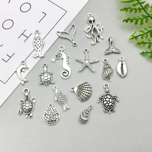 Antique Silver Ocean Series Zinc Alloy Marine Pendants Set Starfish Seahorse Turtle Mermaid Tail Charms DIY Jewelry Making