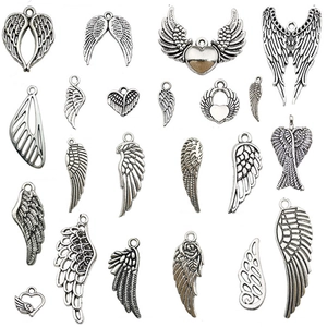 Collection de 20 pendentifs ailes en alliage argenté vintage pour bijoux DIY